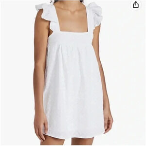 BB DAKOTA STEVE MADDEN Women's On The Square Dress MINI SUNDRESS IN OPTIC WHITE